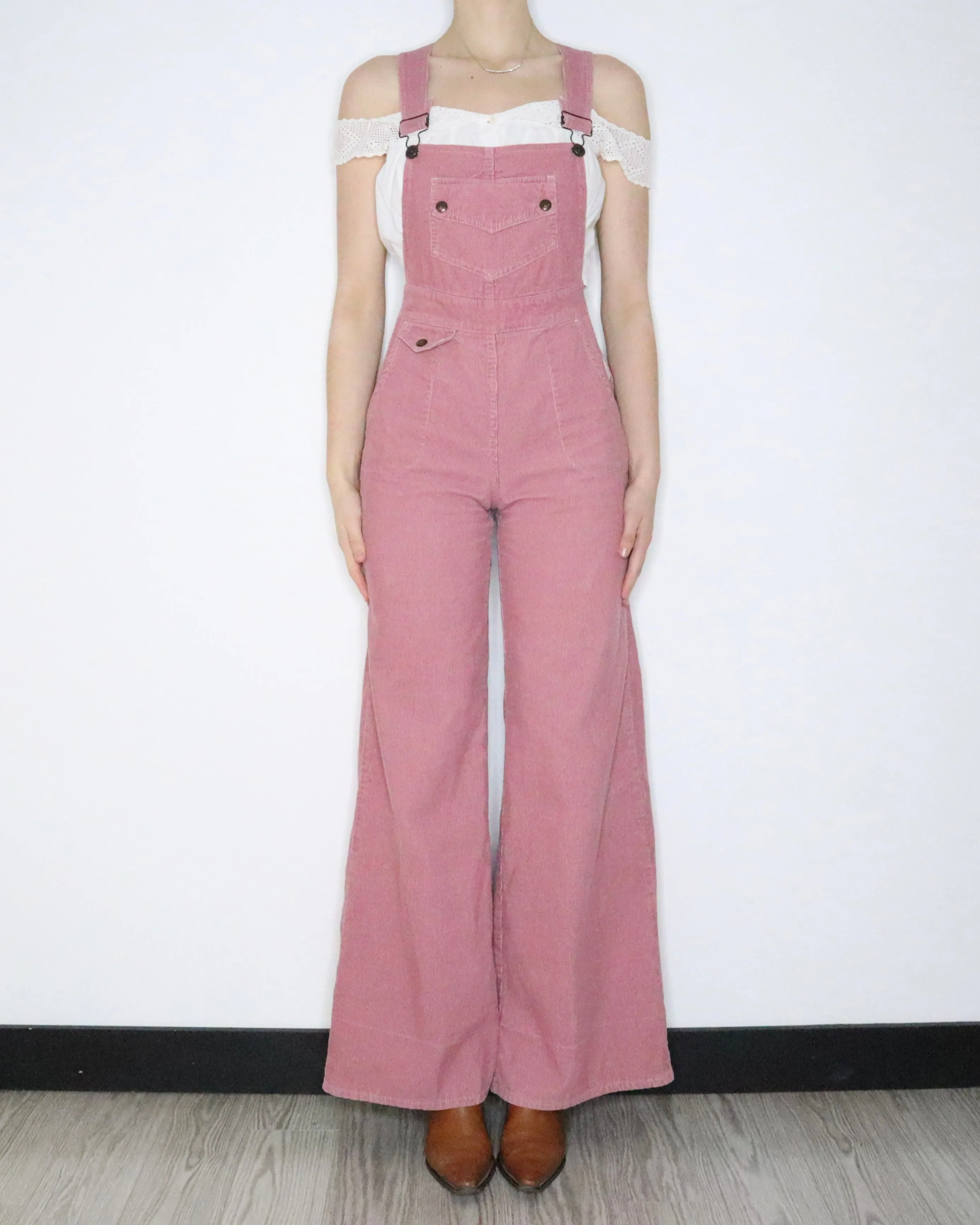 70s Pink Corduroy Overalls (S)