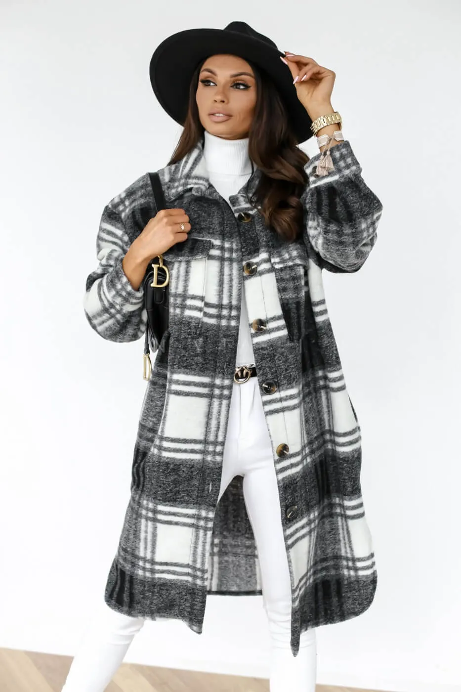 Ailsa Fall 2021 Plaid Long Button Shacket Too  Colors!