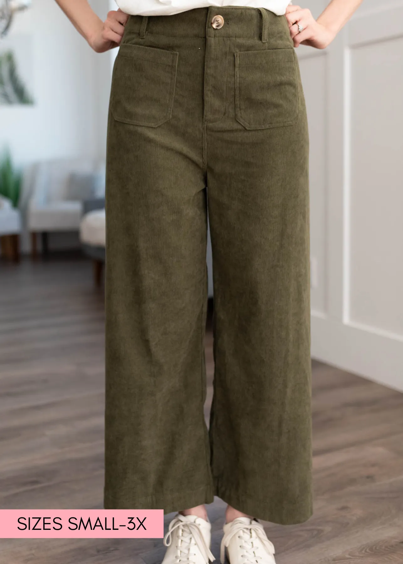 Amia Olive Corduroy Pants