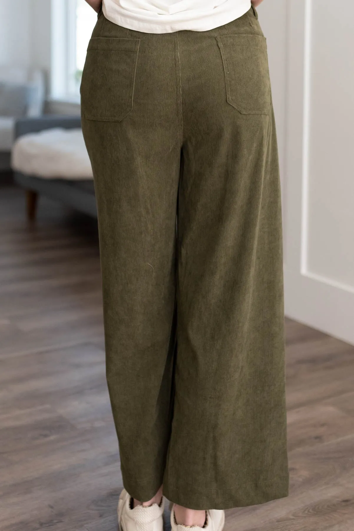 Amia Olive Corduroy Pants