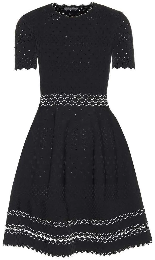 Black Perforated Knit Dress