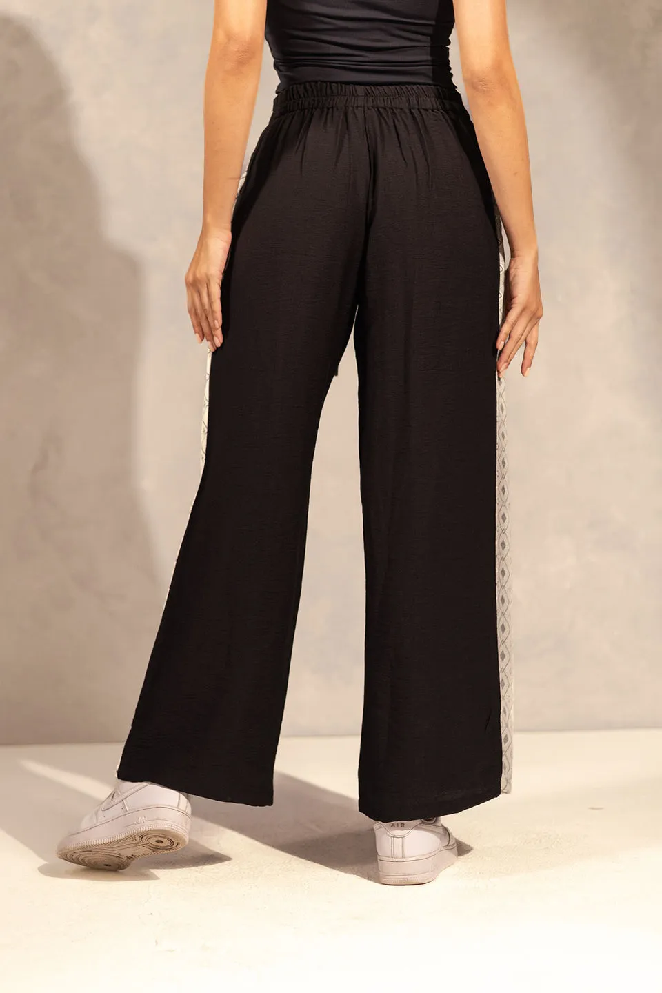 BlackTwo Side Summer Flared Pants