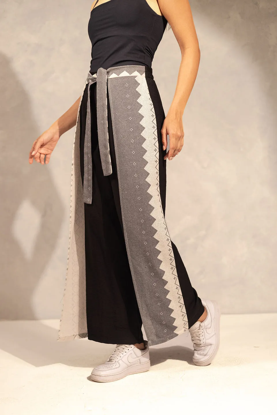 BlackTwo Side Summer Flared Pants
