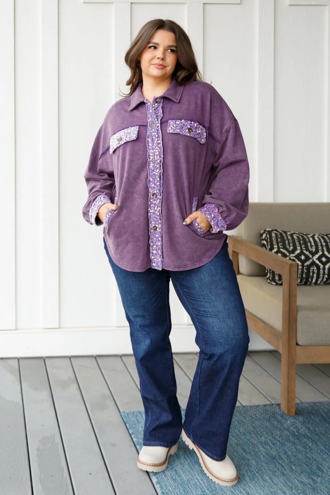 Chaos of Sequins Shacket • Purple