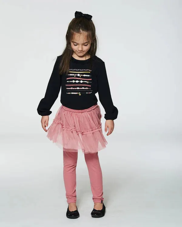 Deux Par Deux Leggings with Tulle Skirt - Mauve Glow Pink
