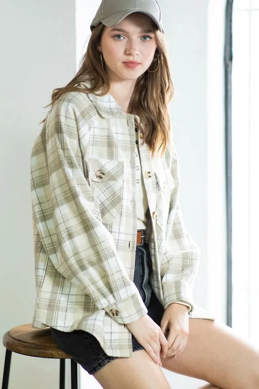 Fall Favorite Plaid checked Collard Button Down Shacket