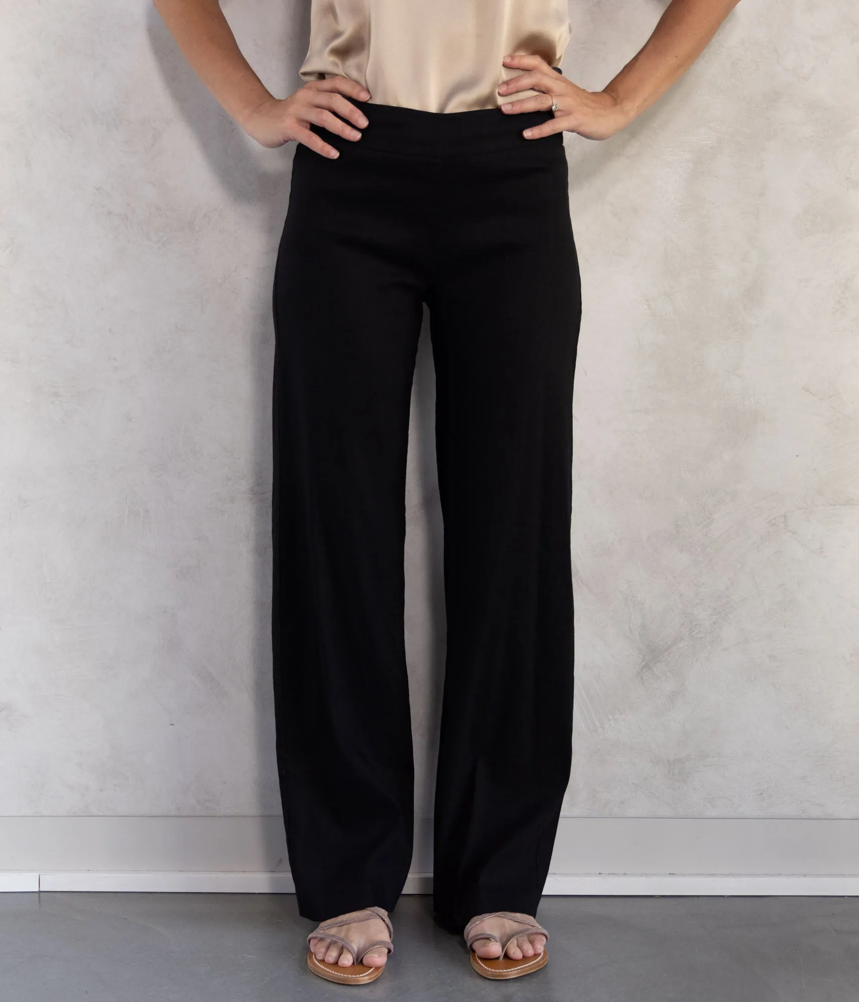 Flavia Linen Pants in Black
