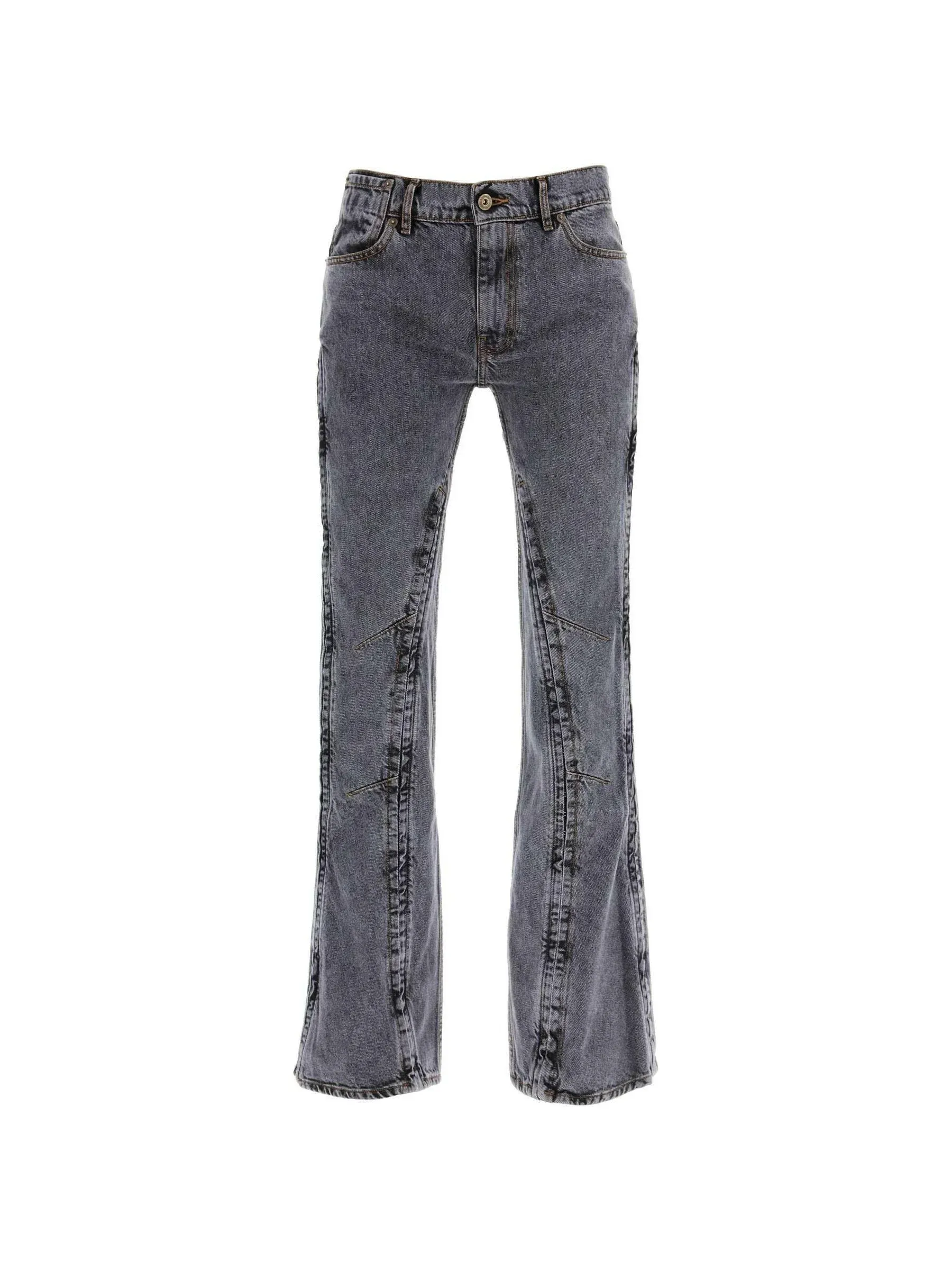 Hook and Eye Flared Denim Pants