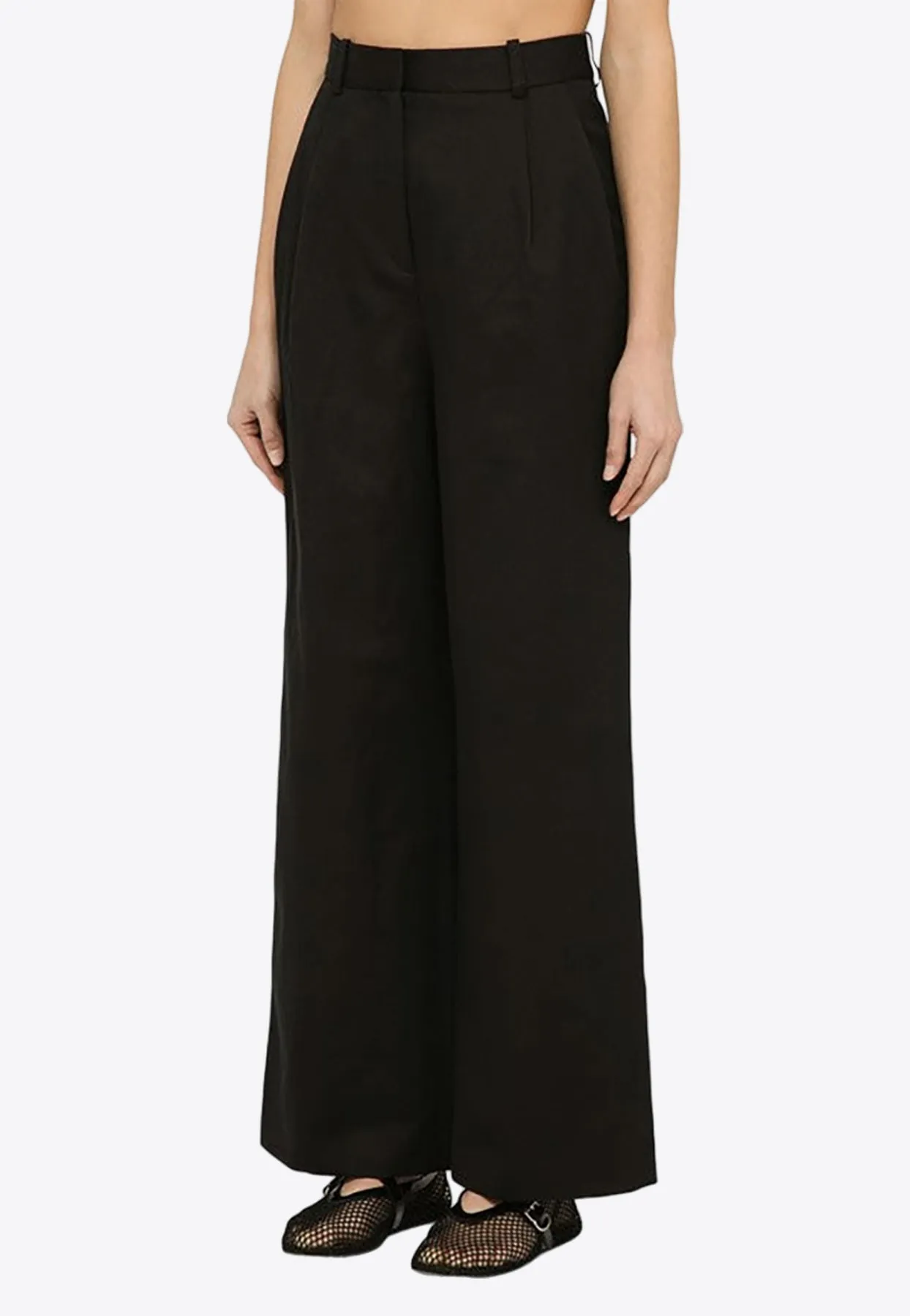 Linen-Blend Wide-Leg Pants