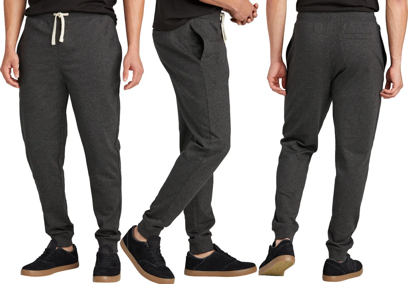 Mens Fleece Joggers Comfortable Sweatpants Side Pockets and Back Pocket XS-4XL