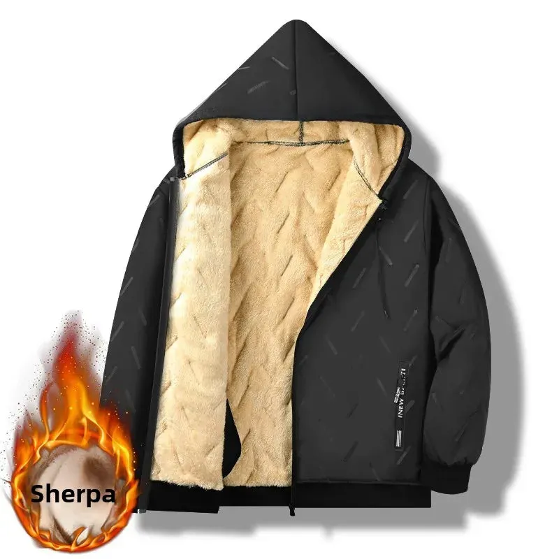 Men's Winter Thickened Fleece-Lined Cotton Coat | Hooded Plus-Size Warm Parka Jacket