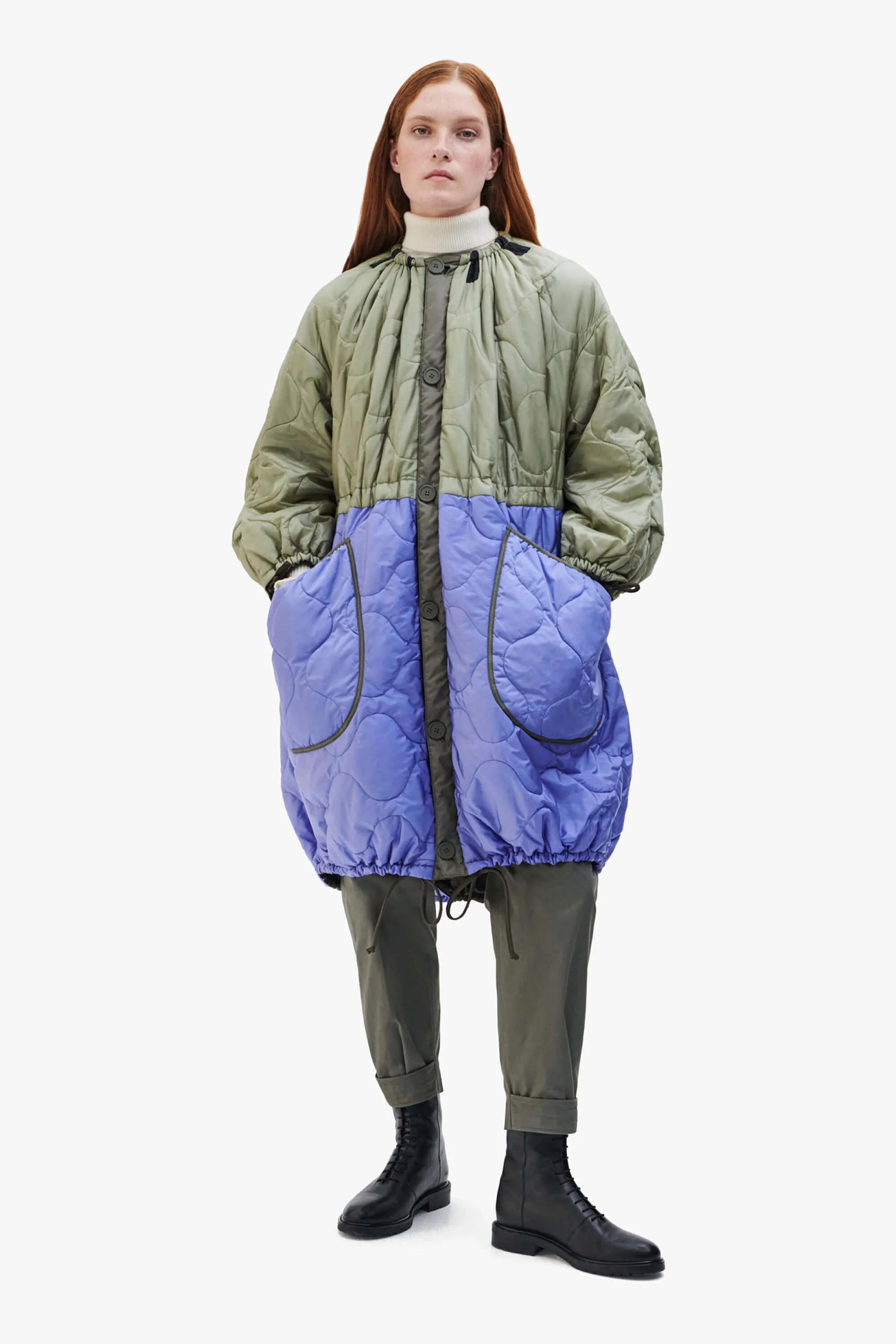 Parachute Quilt Parka - Pale Sage / Dark Olive