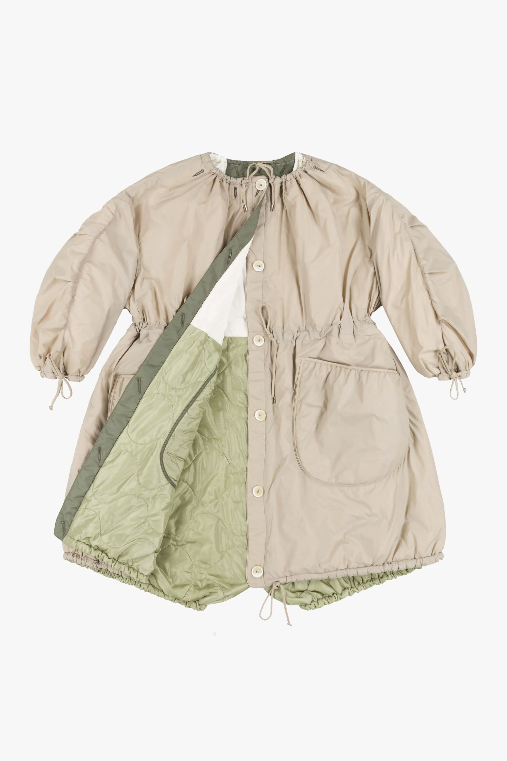 Parachute Quilt Parka - White / Stone