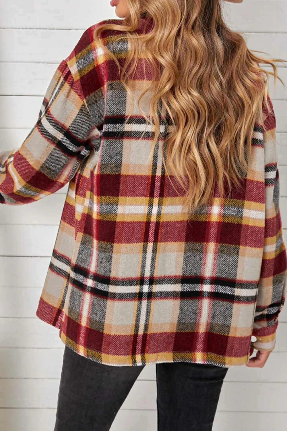 Patrizie Plaid Pocketed Button Down Shacket