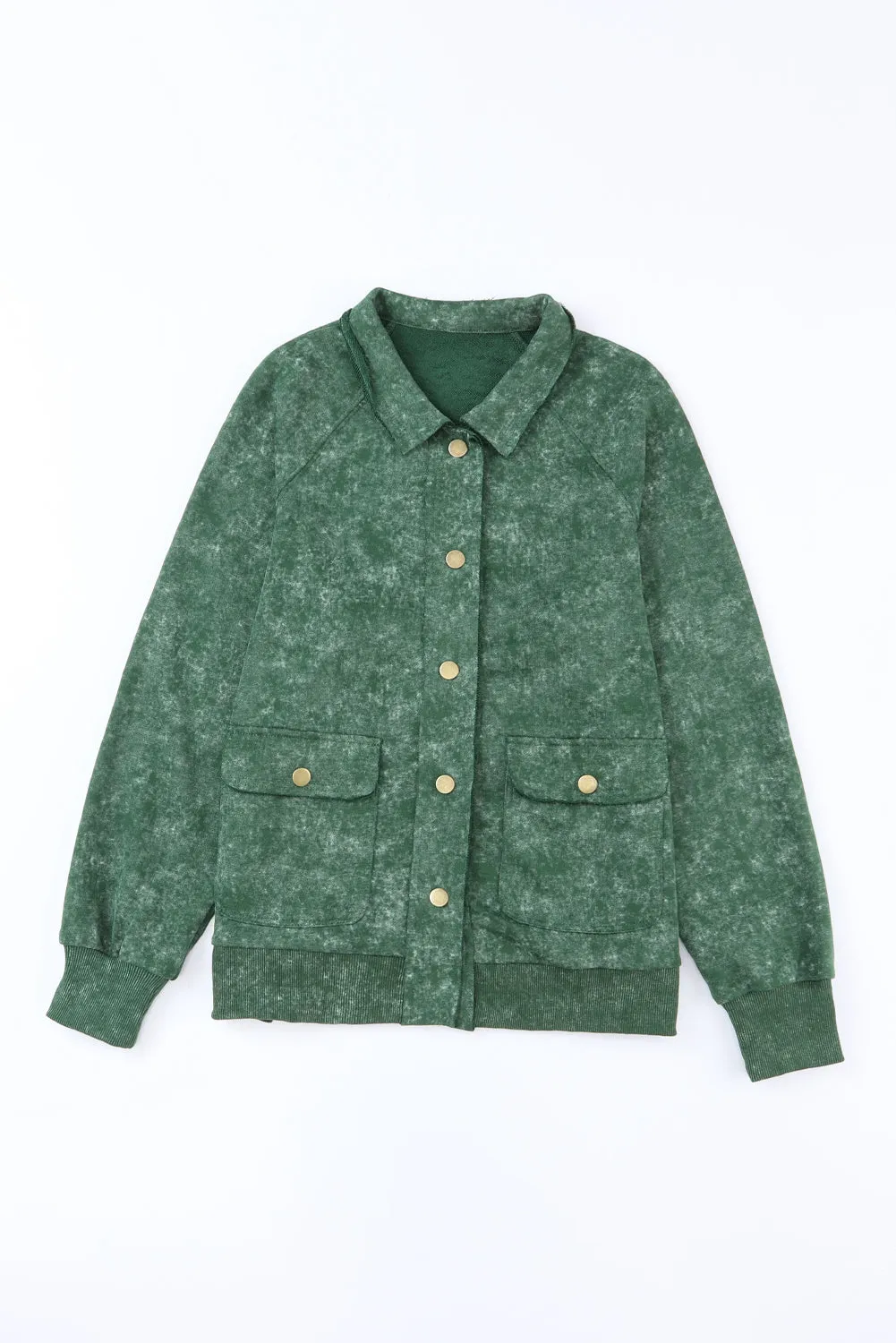 Red Vintage Washed Flap Pocket Button Shacket