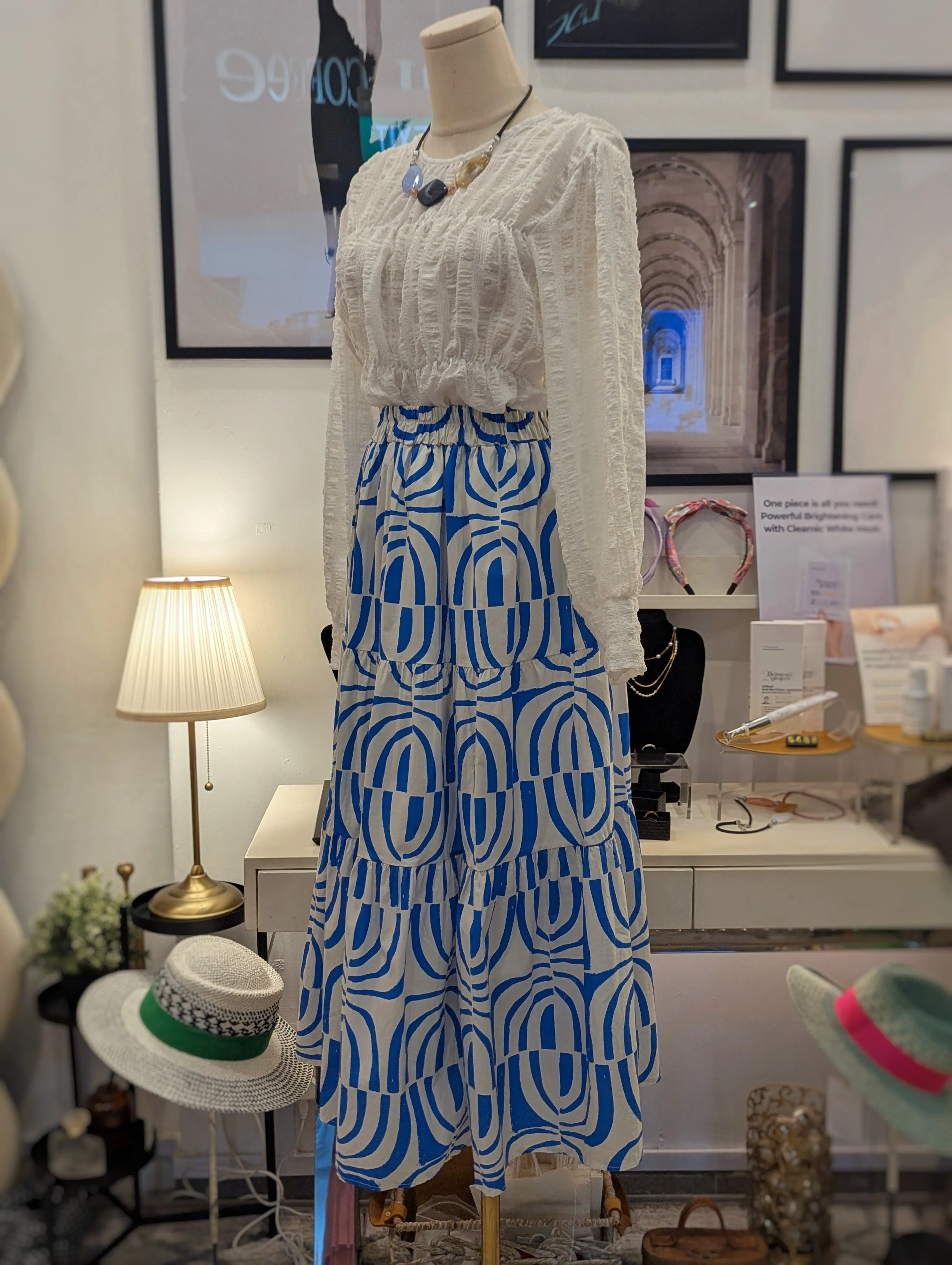 Santorini Banded Cotton Skirt