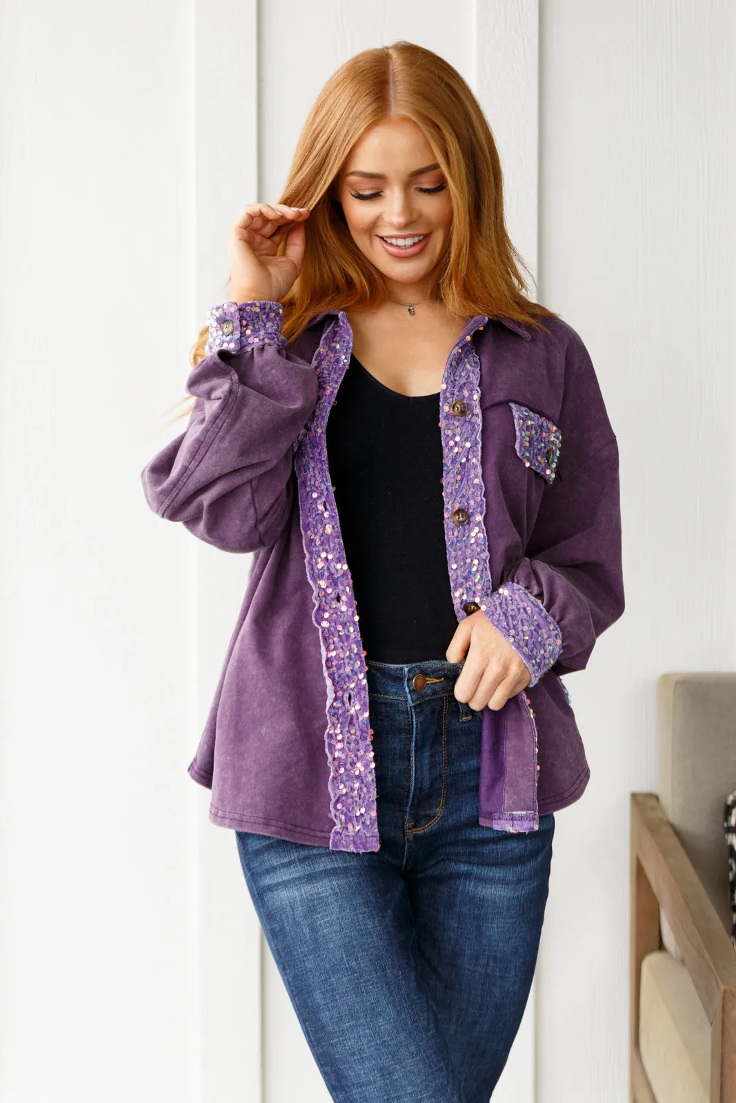 Swifty Sequins Shacket in Purple