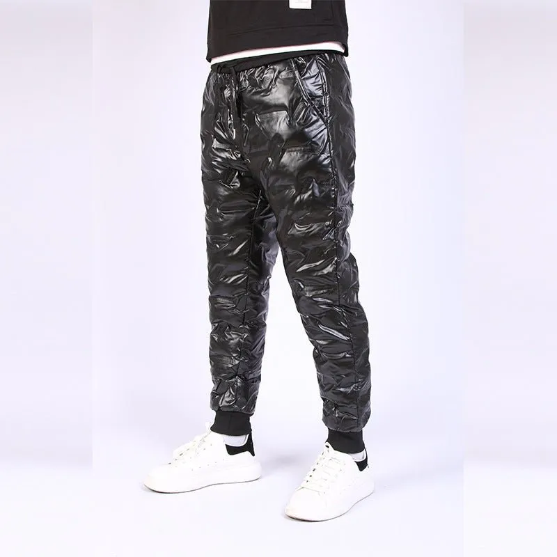 Thickened Men's And Women's Couples Laminated Glossy Outdoor Trousers