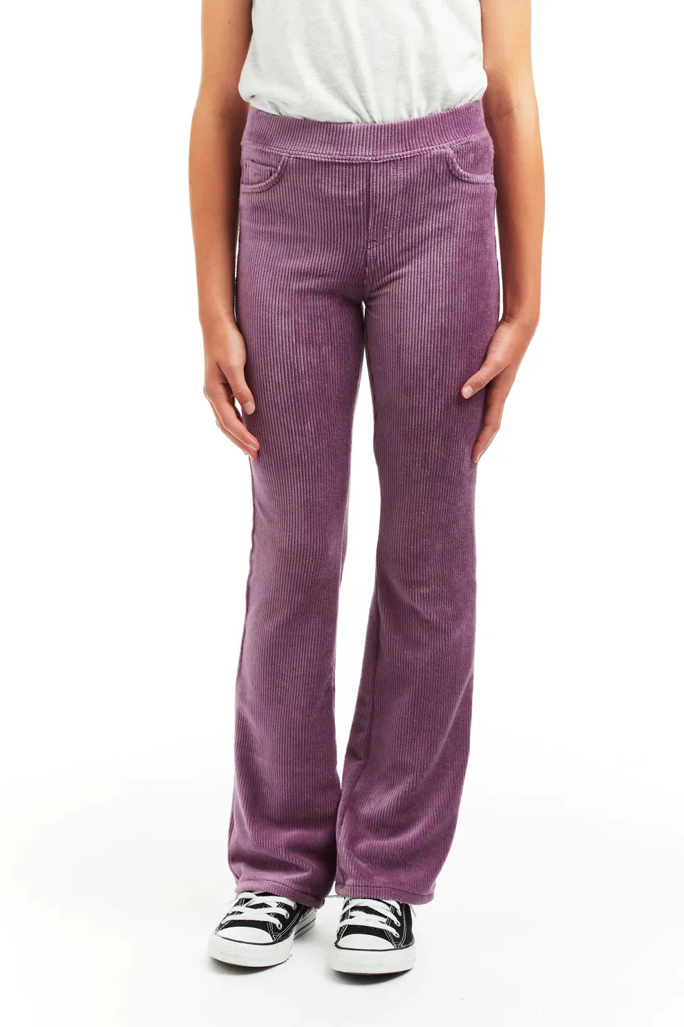 Tractr Pull on Knit Corduroy Flares in Lilac