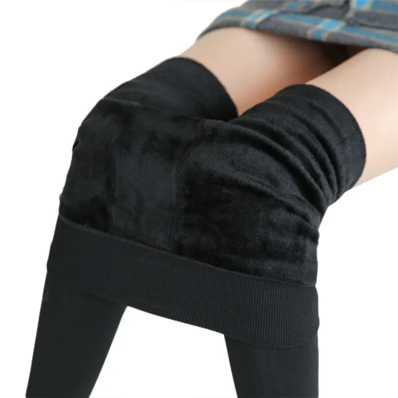 Women's Winter Casual Polyester High-Waist Warm Leggings
